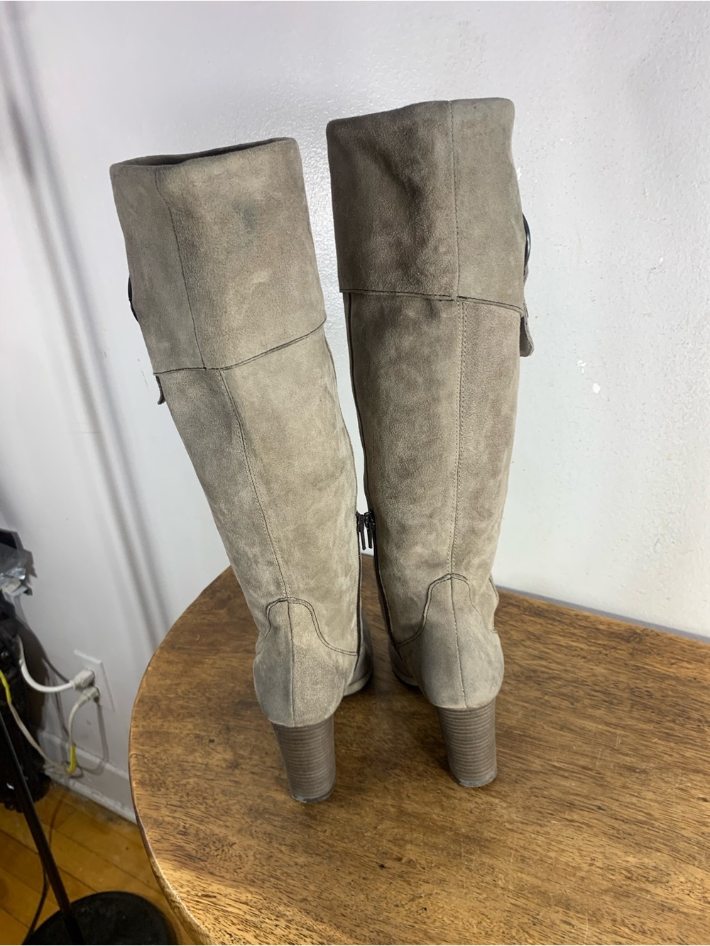 Miss sixty vintage taupe Suede knee high boots chunky heel Y2K - Picture 8 of 13